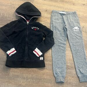 Roots Kids 10 L Black Hoodie & Gray Jogger Bottoms Set outfit jacket boy girl